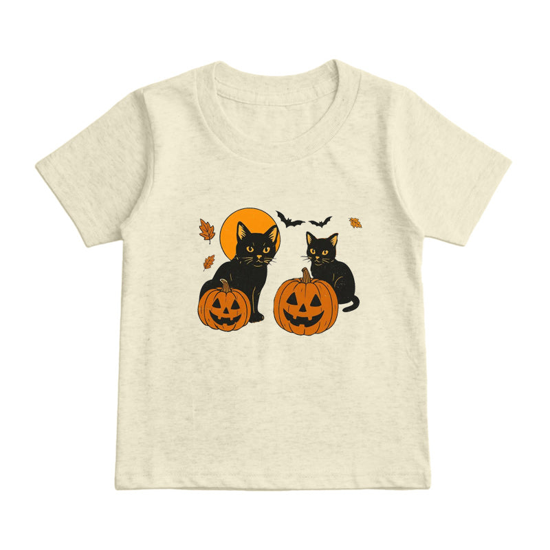 Black Cat Pumpkin Kids T-Shirt