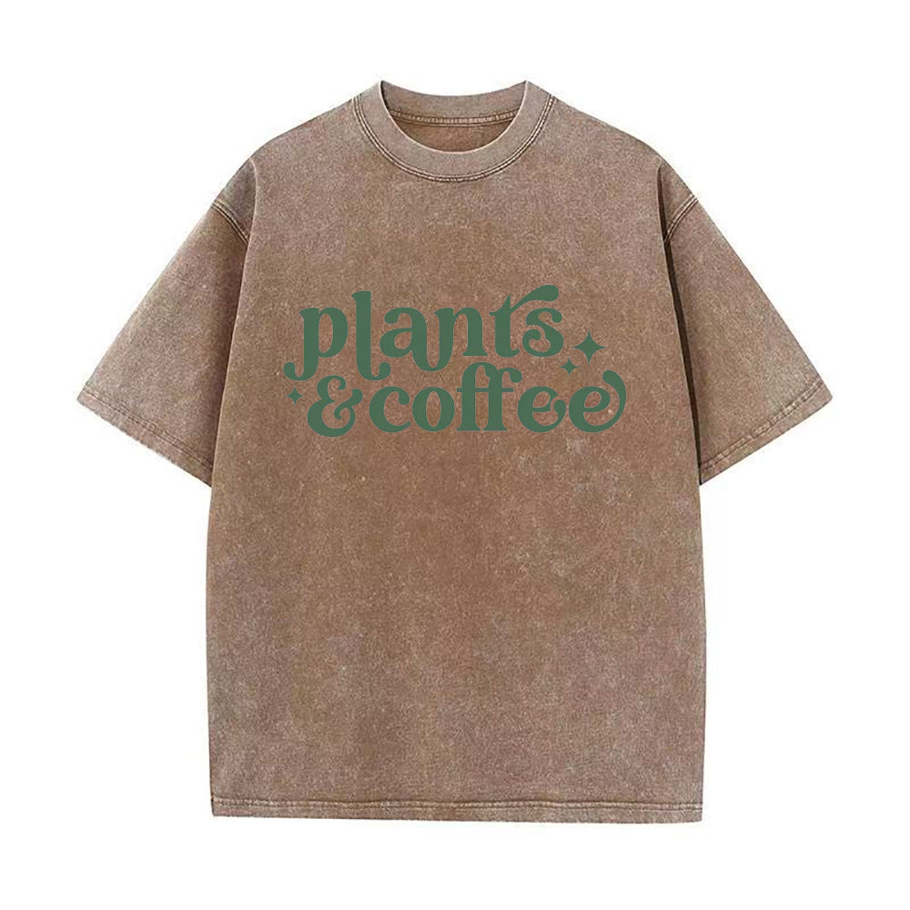 植物とコーヒーのユニセックスTシャツ