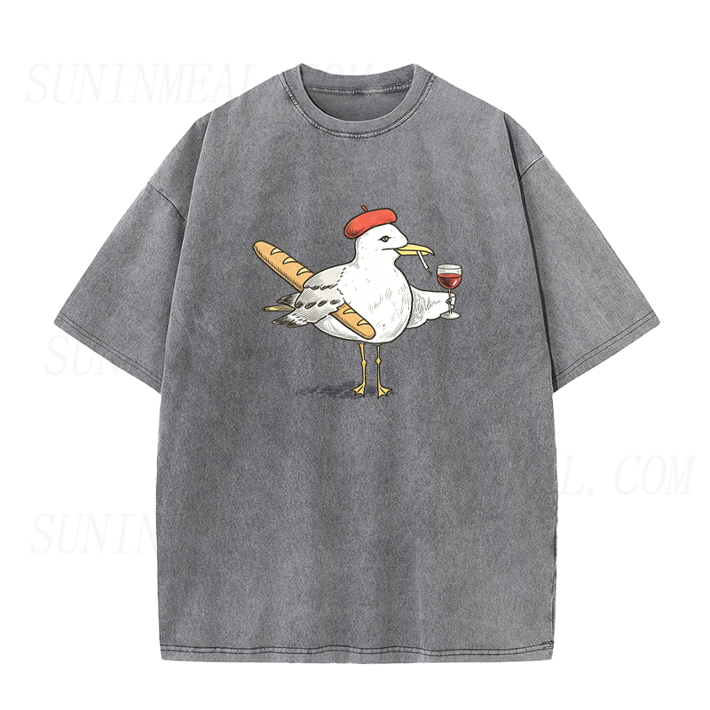 Baguette and Wine Seagull Unisex Tee