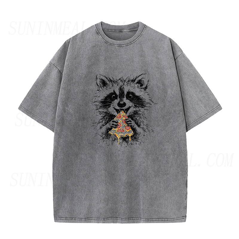 Raccoon Eating Pizza Unisex Tee