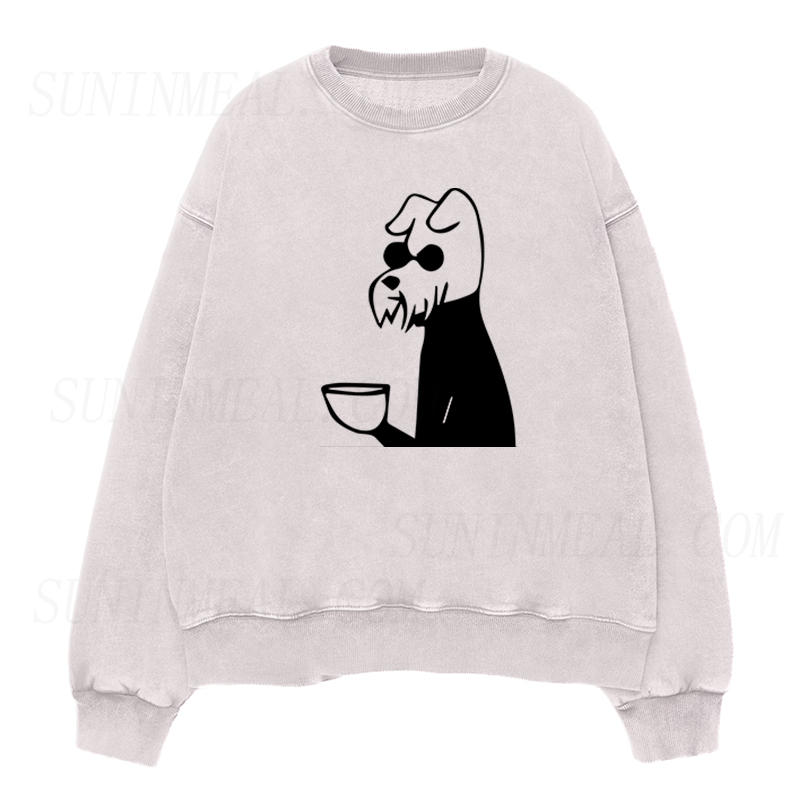 Dog Drinking a Cup of Coffee Unisex Crewneck Sweatshirt