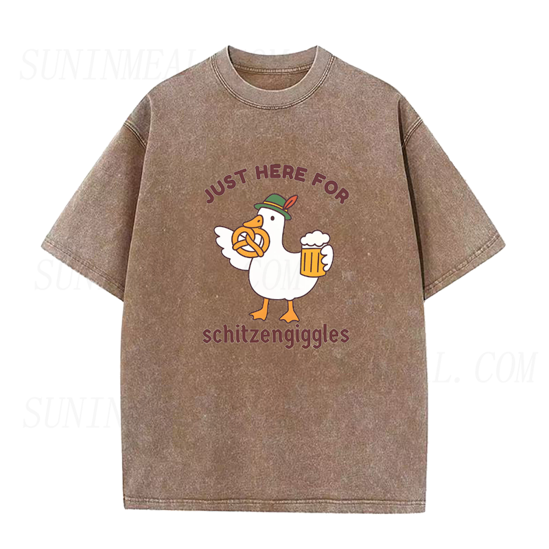 Just Here for Schitzengiggles Funny Oktoberfest Silly Goose Unisex Tee