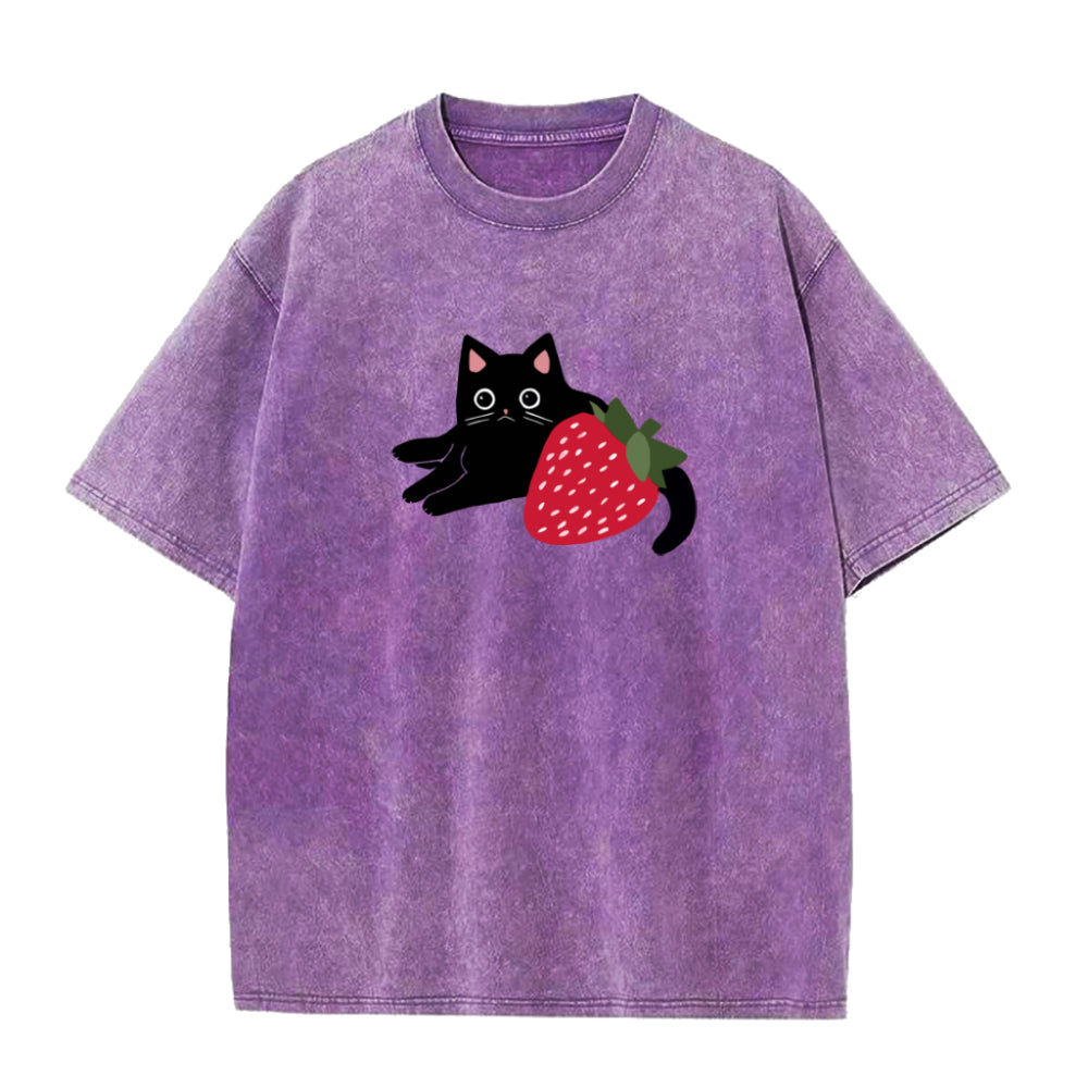 Strawberries Cat Unisex Tee