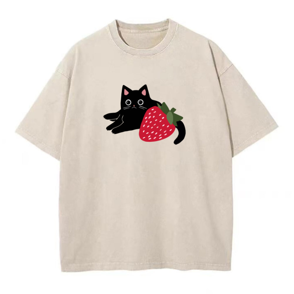 Strawberries Cat Unisex Tee