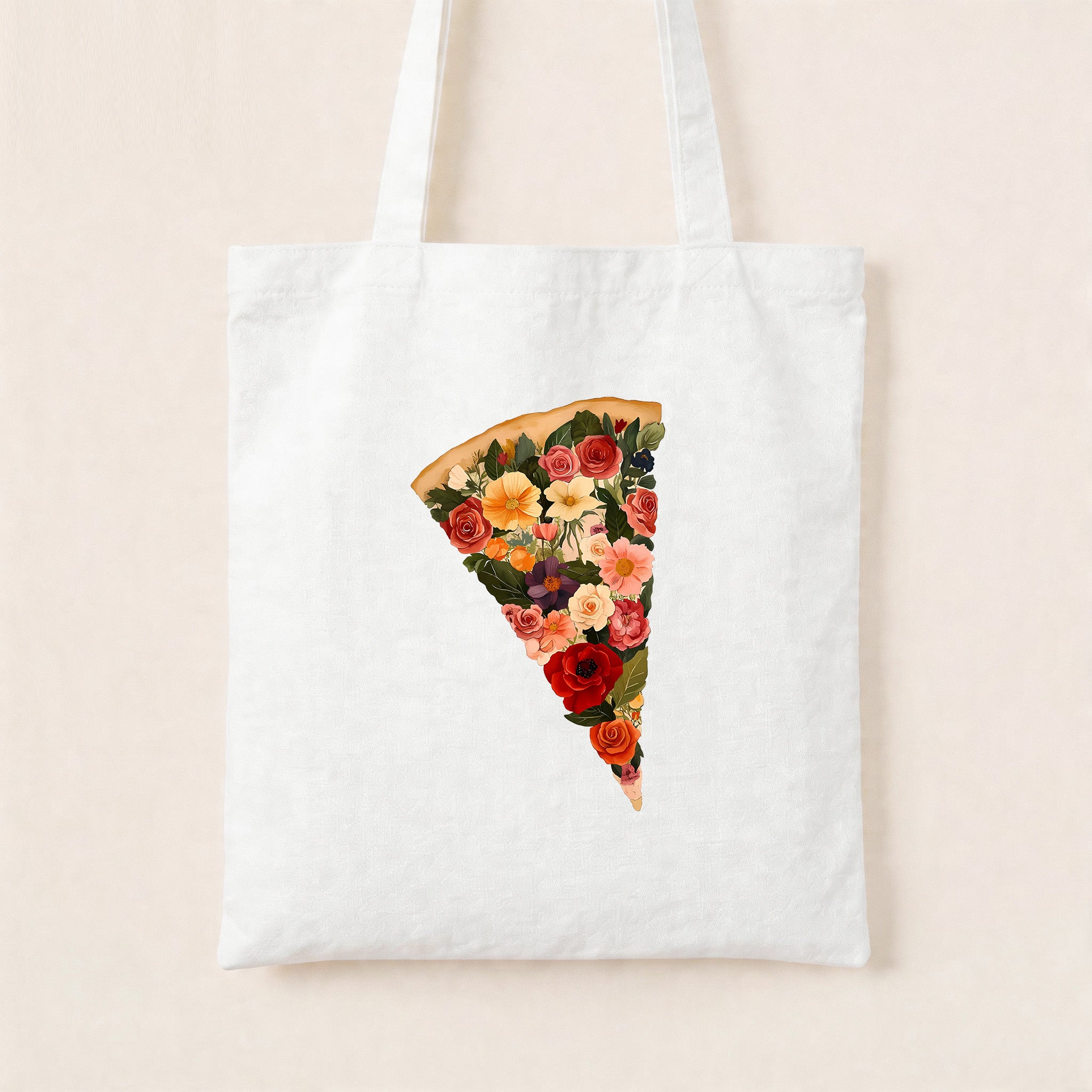 Flowers Pizza Canvas Tote Bag