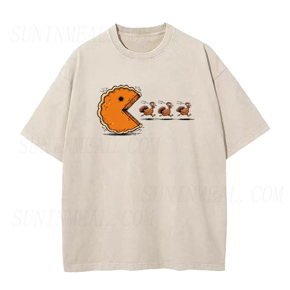 Funny Pumpkin Pie Chasing Turkeys Unisex Tee