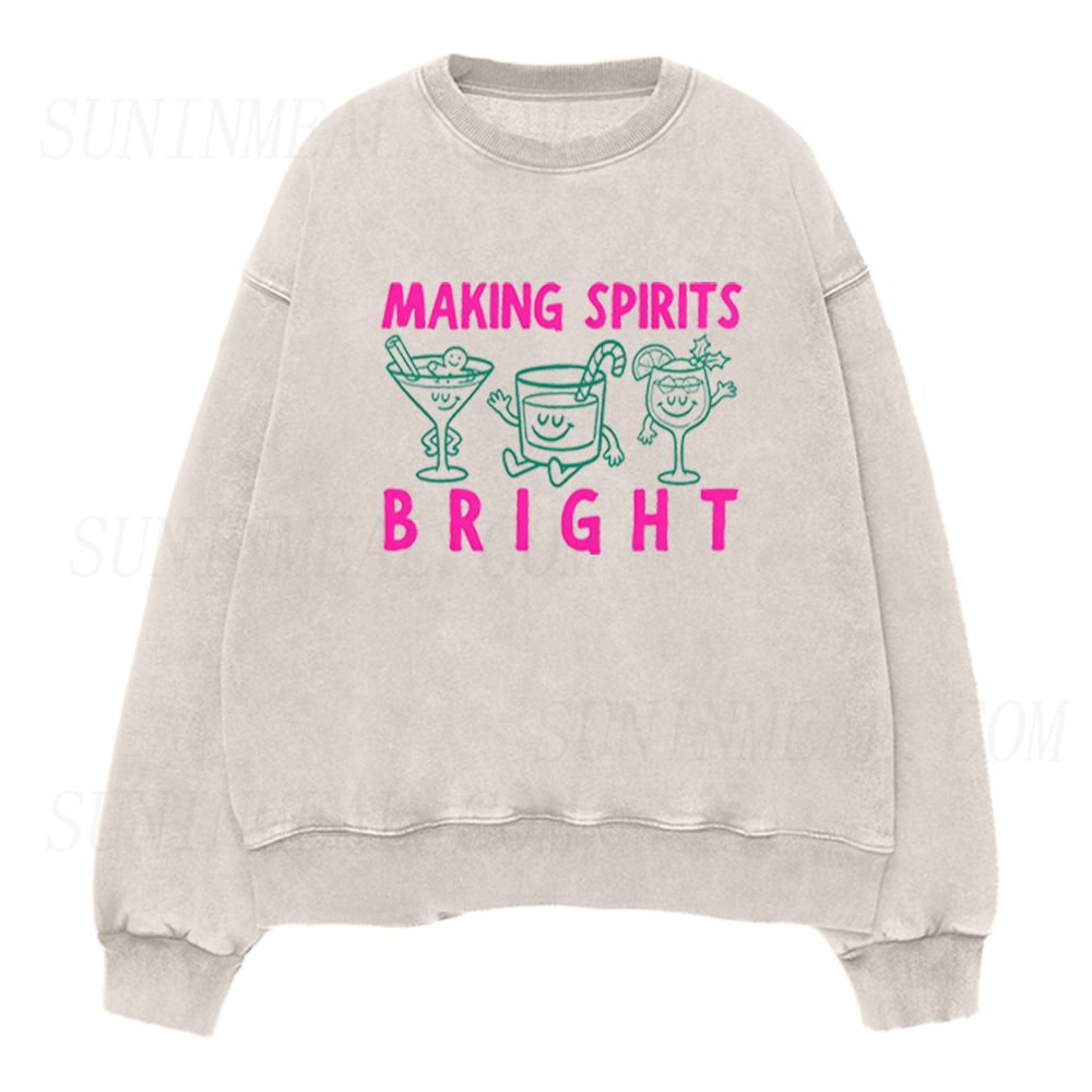 Making Spirits Bright Retro Cocktail Graphic Unisex Crewneck Sweatshirt