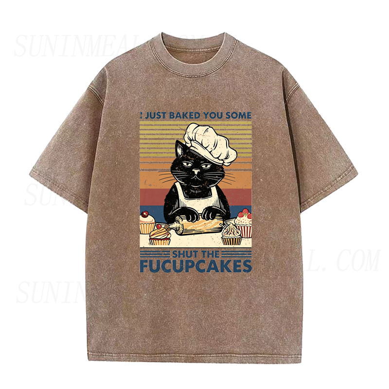 Retro Shut The Fucupcakes Cat Unisex Tee