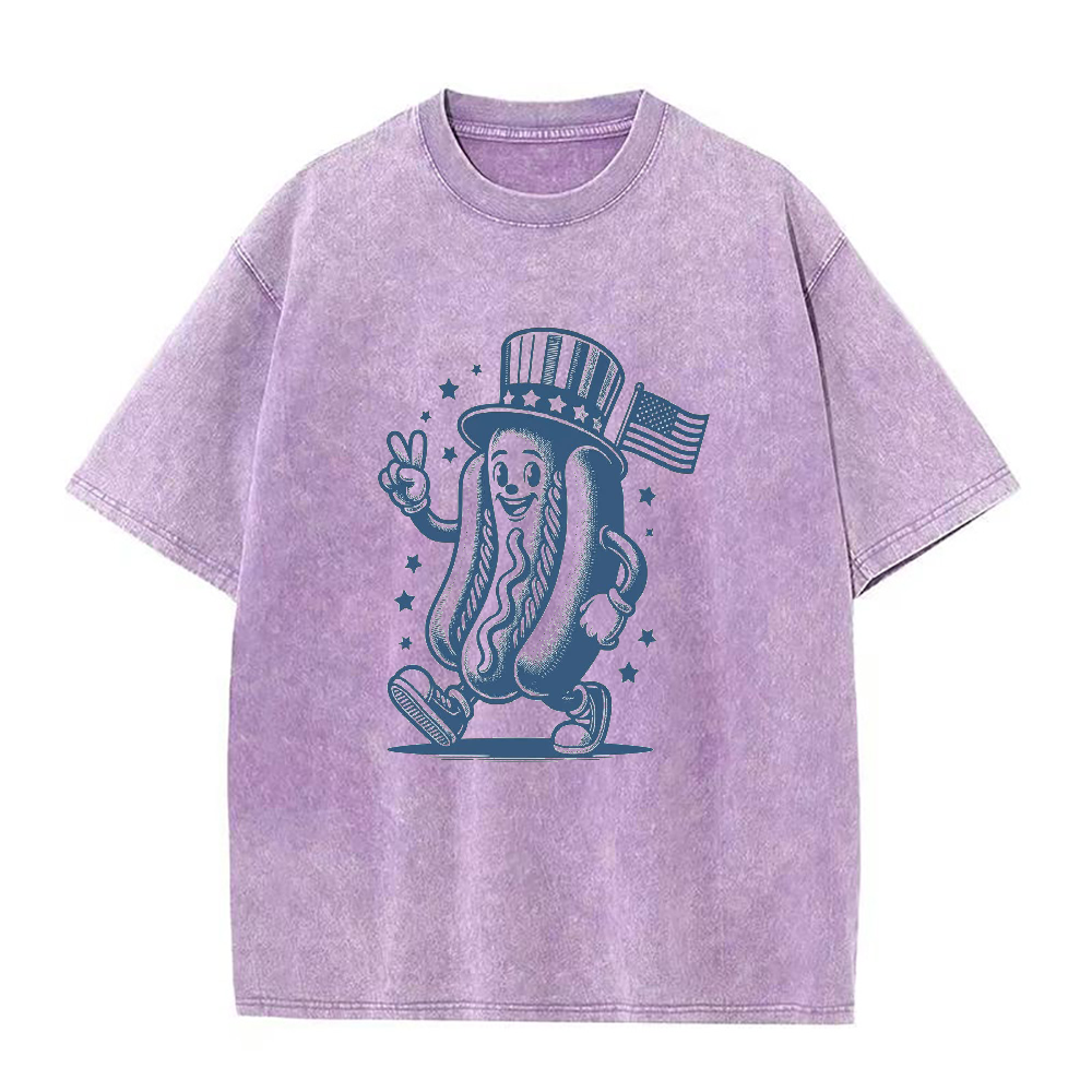おもしろい独立記念日ホットドッグユニセックスTシャツ