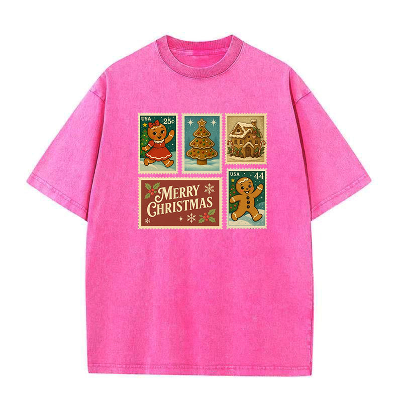 Christmas Gingerbread Postage Stamp Unisex Tee