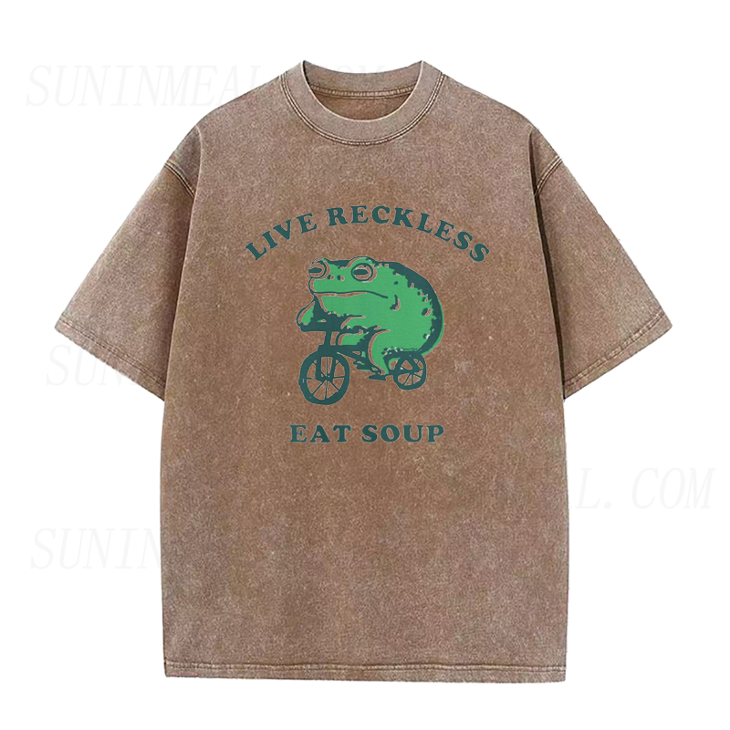 Live Reckless Eat Soup Biker Frog Unisex Tee