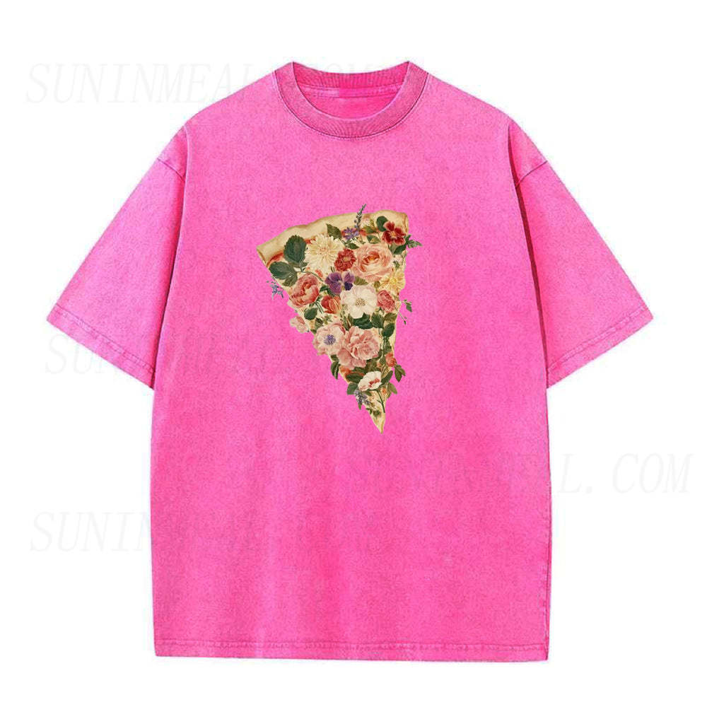 Pretty Floral Pizza Unisex Tee