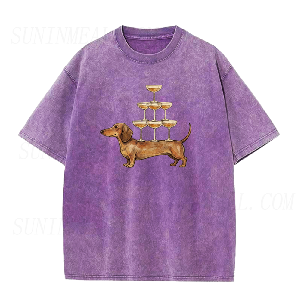 Dachshund & Champagne Tower Unisex Tee