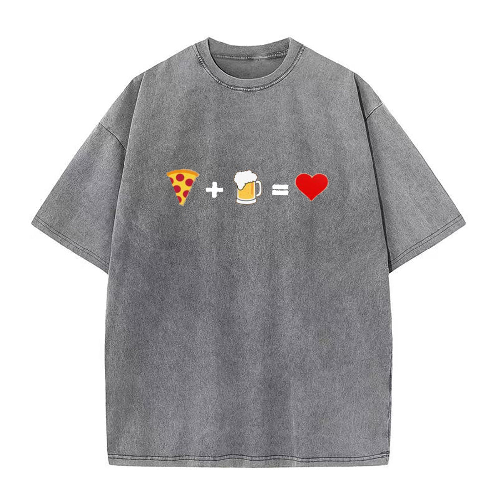 ピザとビールが大好きユニセックスTシャツ