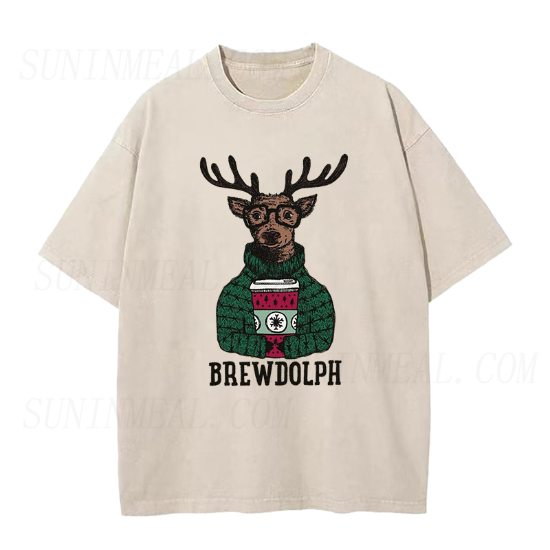 Brewdolph Reindeer Coffee Christmas Unisex Tee
