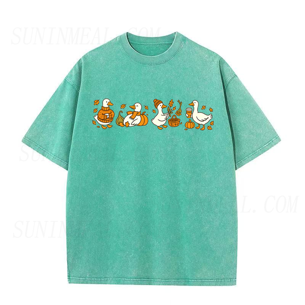 Fall Cute Goose Pumpkin Unisex Tee