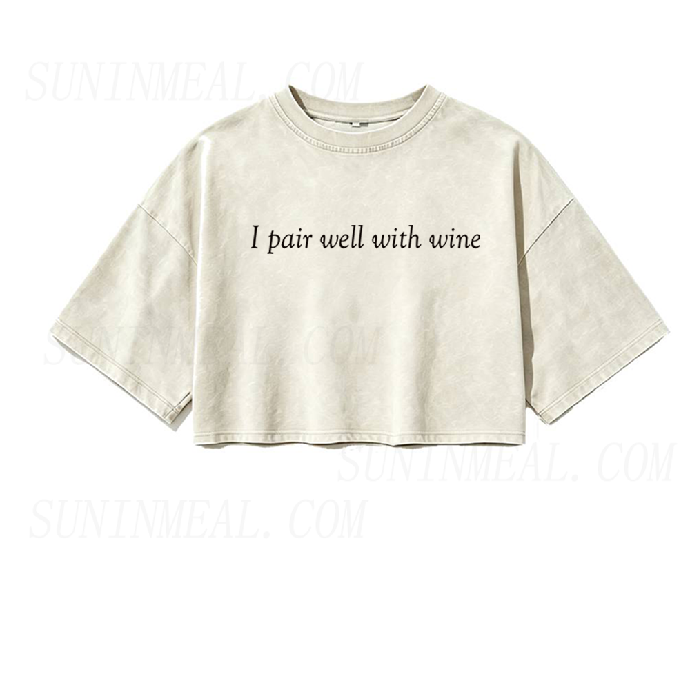 I Pair Well With Wine Oversized Crop Tee