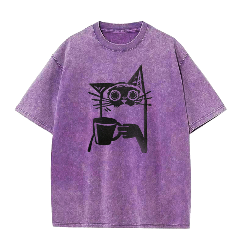 cat drinking coffee Unisex Tee