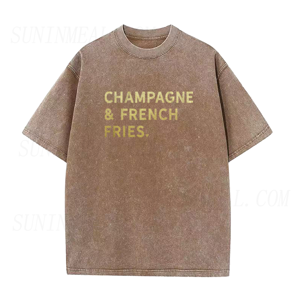 Retro Champagne & French Fries Unisex Tee