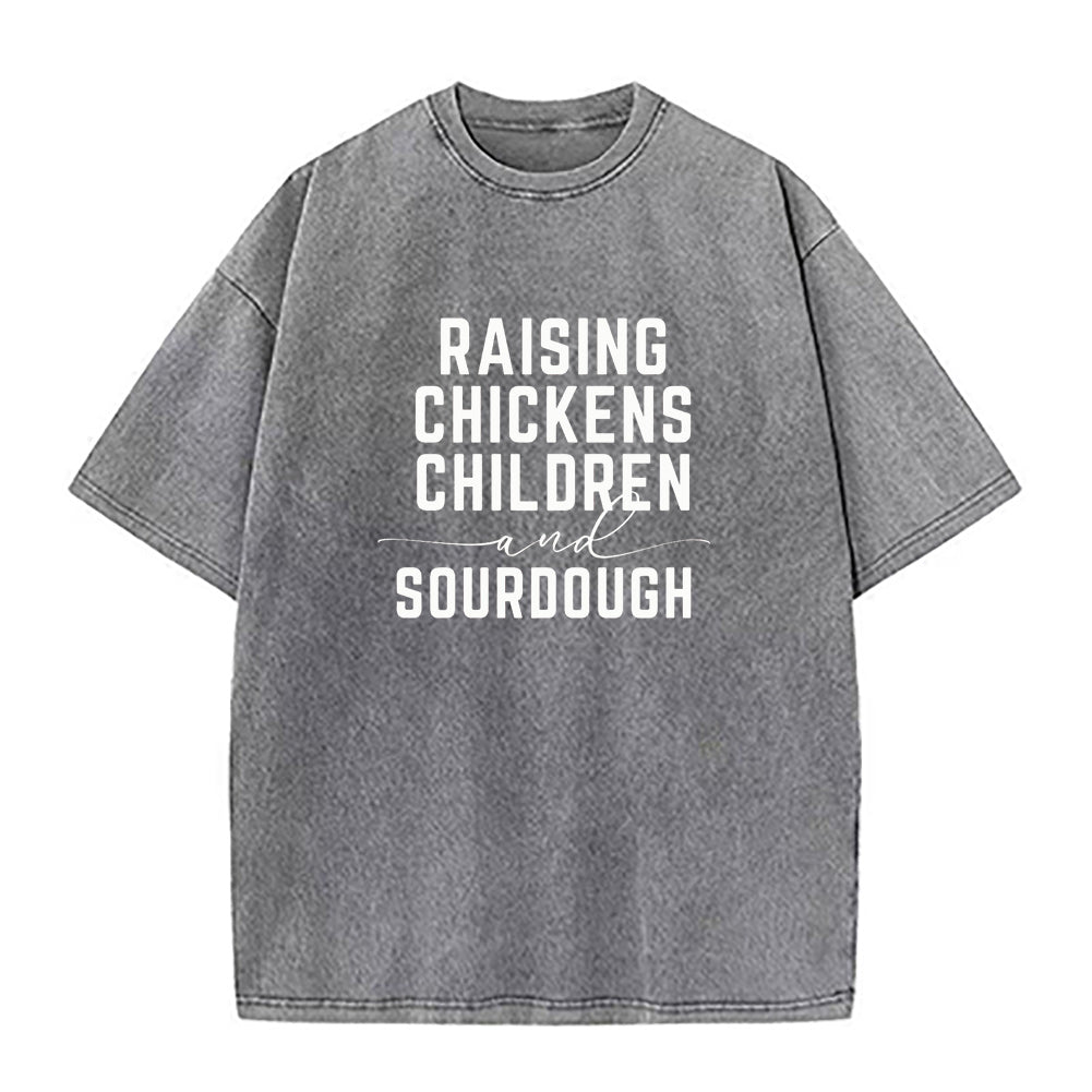 raising chickens children Sourdough Unisex Tee