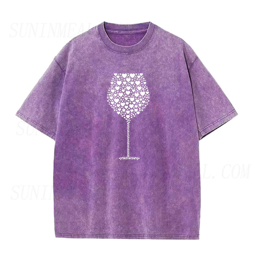 Hearts Wine Glass Unisex Tee