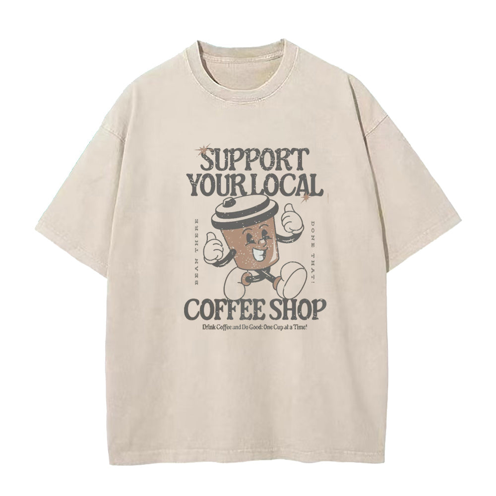 地元のコーヒーショップを応援しよう ユニセックスTシャツ