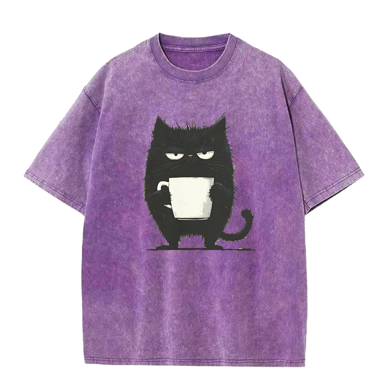 Funny Black Cat Coffee Unisex Tee
