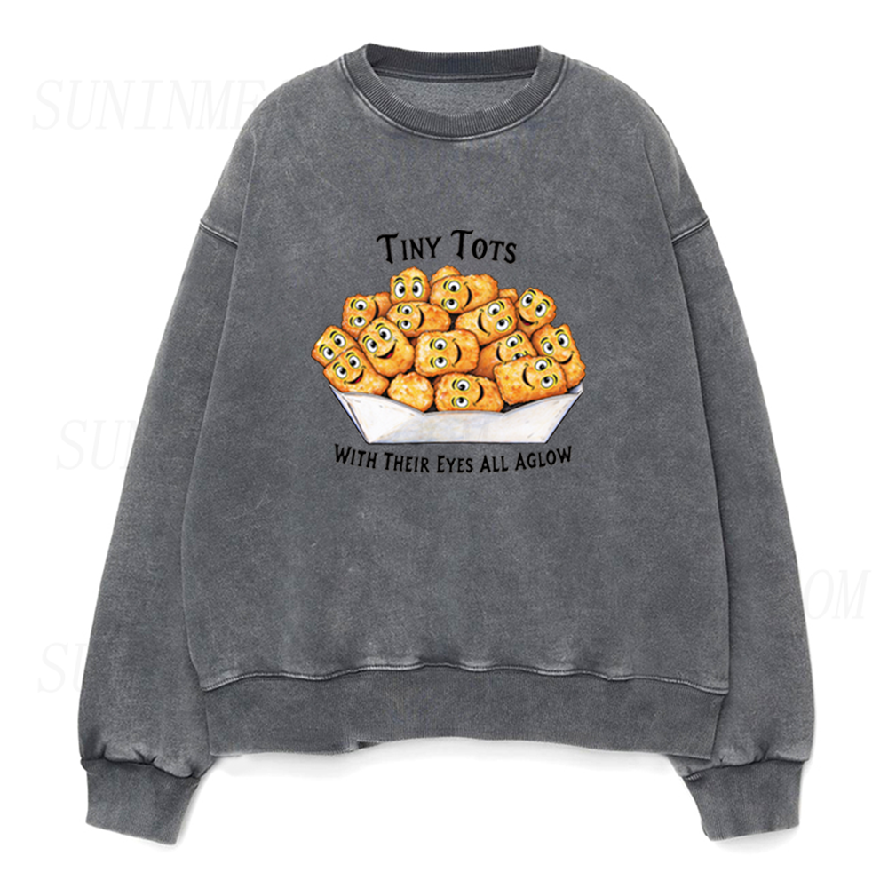 Tiny Tots Eyes All Aglow Retro Cartoon Tater Tot Unisex Crewneck Sweatshirt