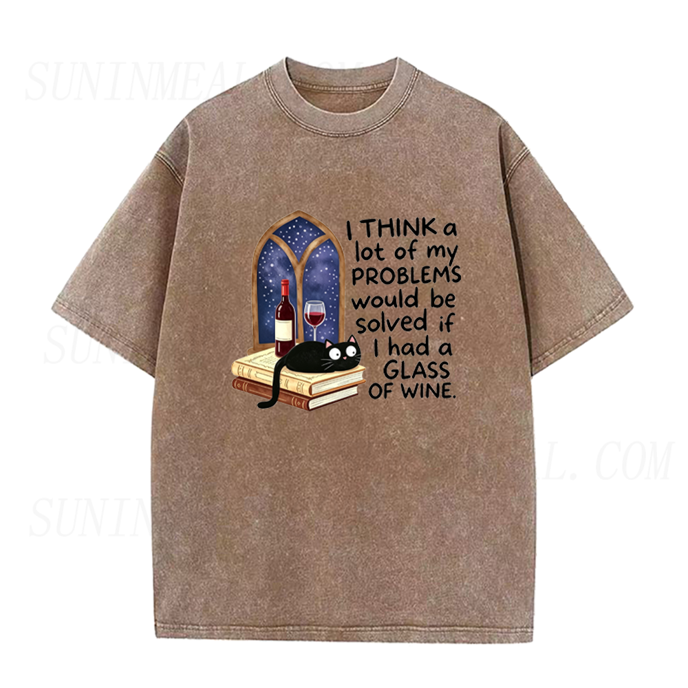 Problems Solved With Wine Cat Unisex Tee