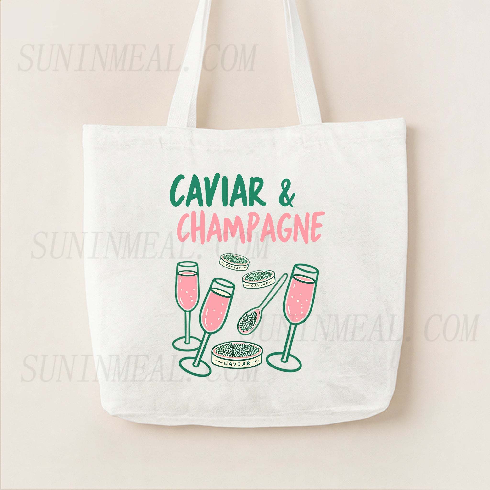 Caviar & Champagne Canvas Tote Bag