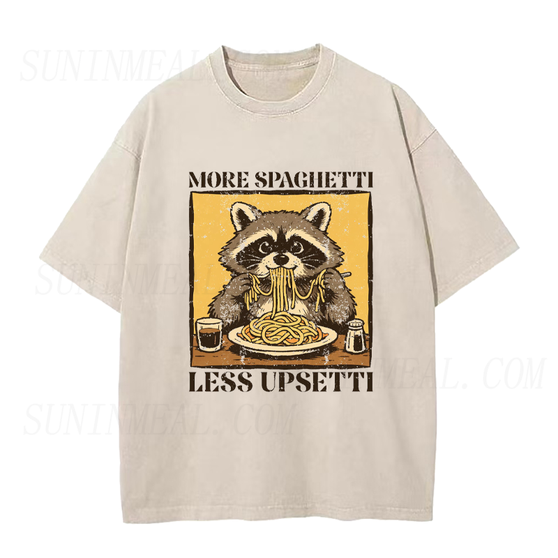 More Spaghetti Less Upsetti Raccoon Unisex Tee