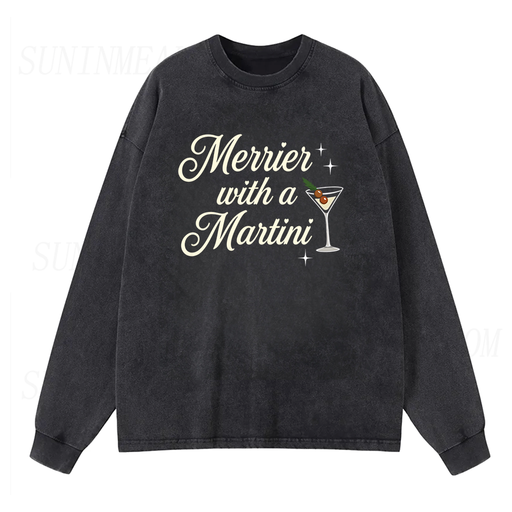 Merrier with A Martini Long Sleeve Unisex Tee