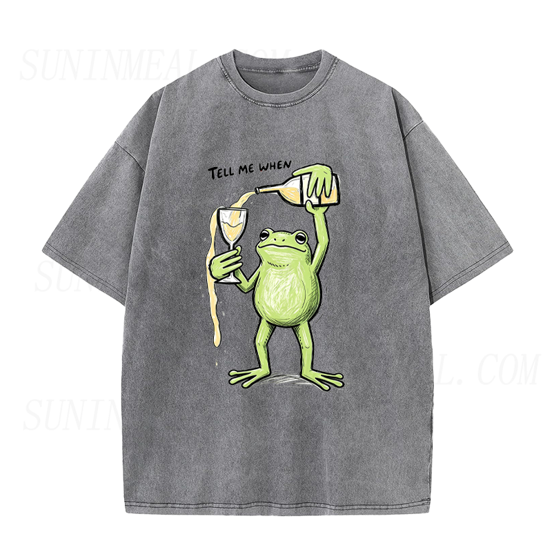 Frog Pouring Wine Tell Me When Unisex Tee