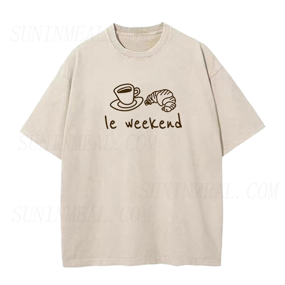 Le Weekend Coffee Croissant French Graphic Unisex Tee