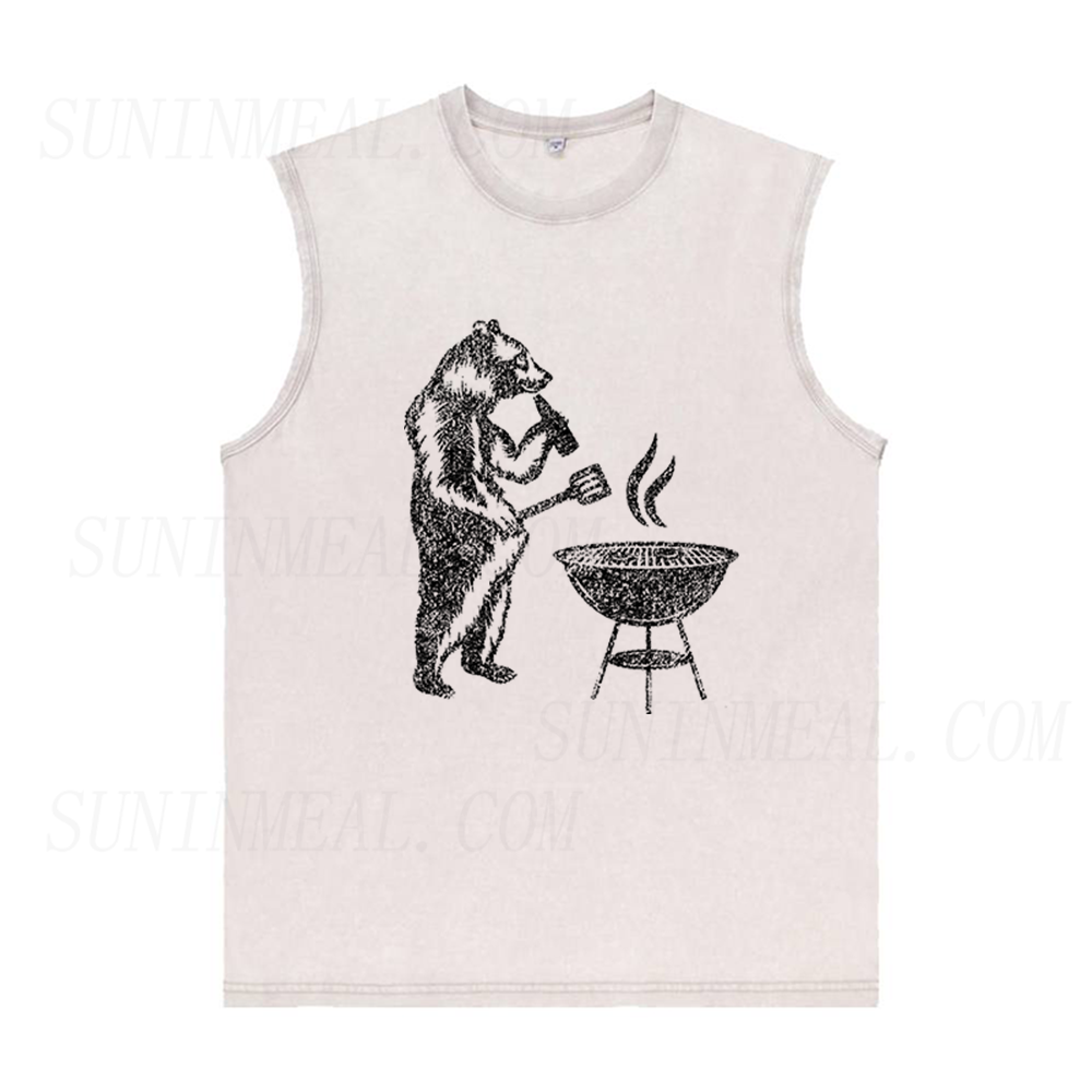 Wild Grizzly Bear BBQ Unisex Tank Top