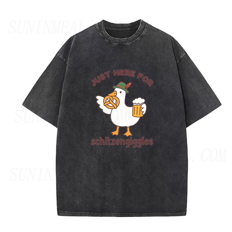 Just Here for Schitzengiggles Funny Oktoberfest Silly Goose Unisex Tee