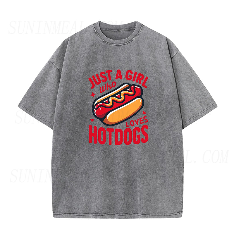 Just A Girl Who Loves Hot Dogs Unisex Tee