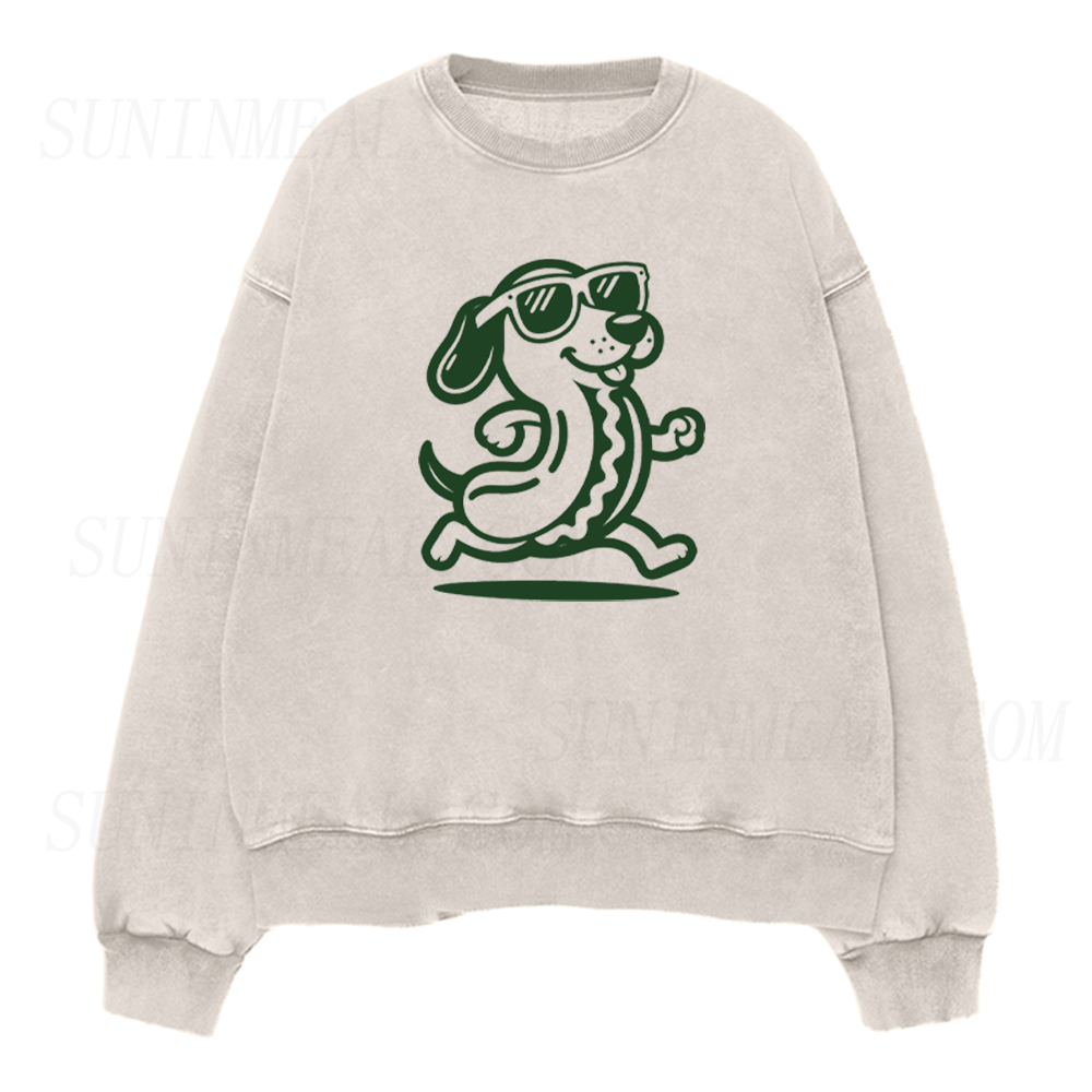 Running Hot Dog Dog Unisex Crewneck Sweatshirt