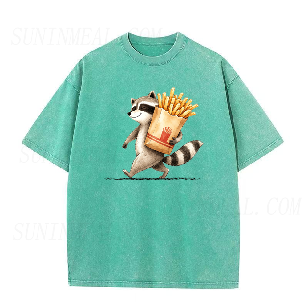 Happy Raccoon With French Fries Unisex Tee