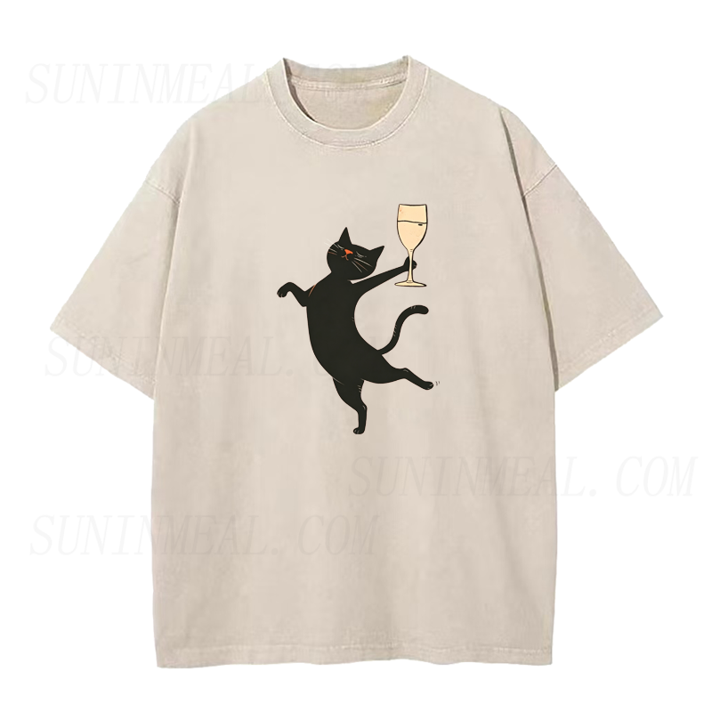 Black Cat Wine Unisex Tee