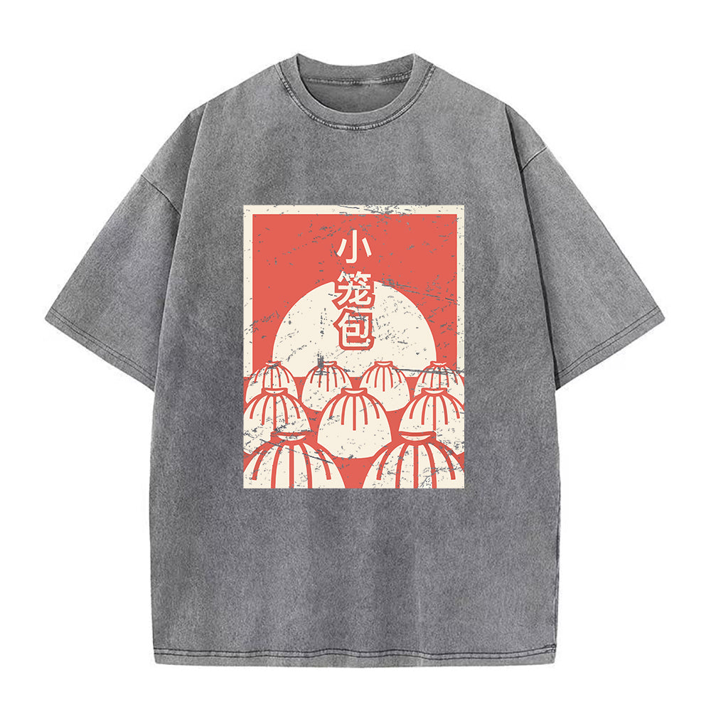 ダメージ加工のスープダンプリング ユニセックスTシャツ