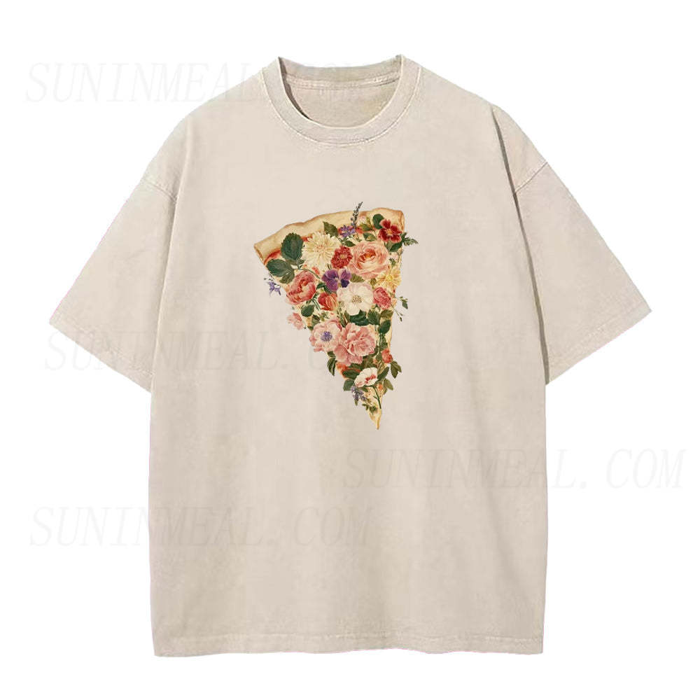 Pretty Floral Pizza Unisex Tee