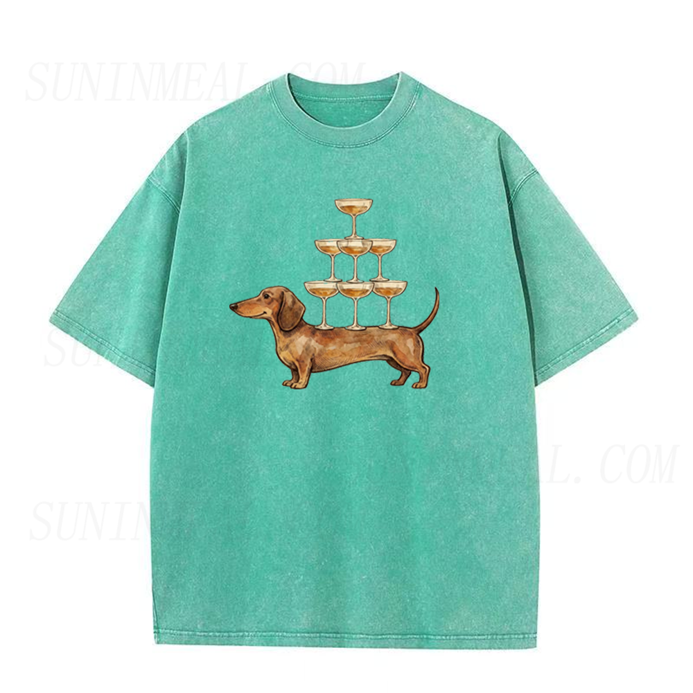 Dachshund & Champagne Tower Unisex Tee