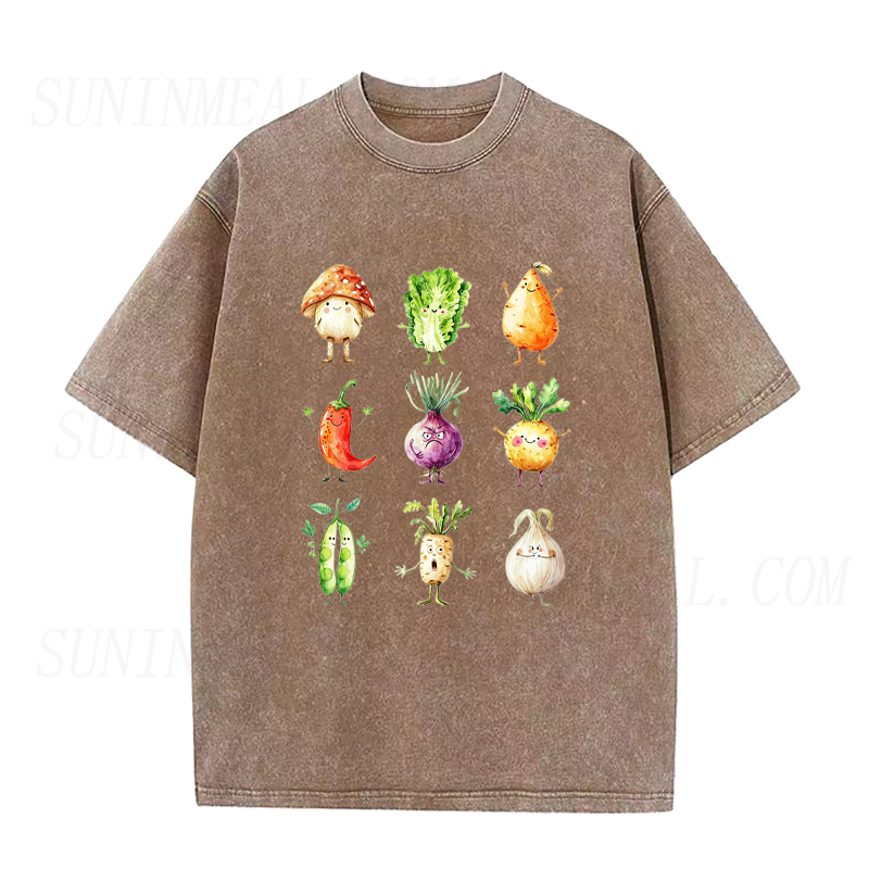 Cute Watercolor Veggie Characters Unisex Tee