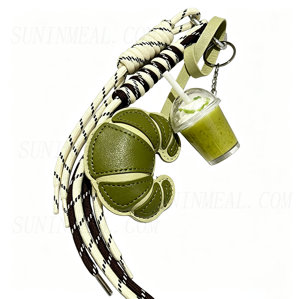 Croissant & Coffee Cup Bag Charm Keychain