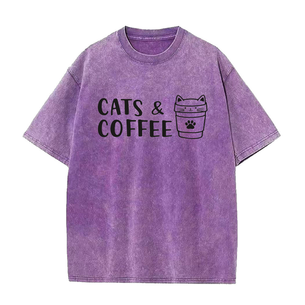 キャッツ・アンド・コーヒー ユニセックスTシャツ