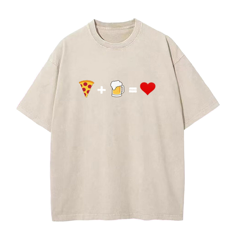 ピザとビールが大好きユニセックスTシャツ
