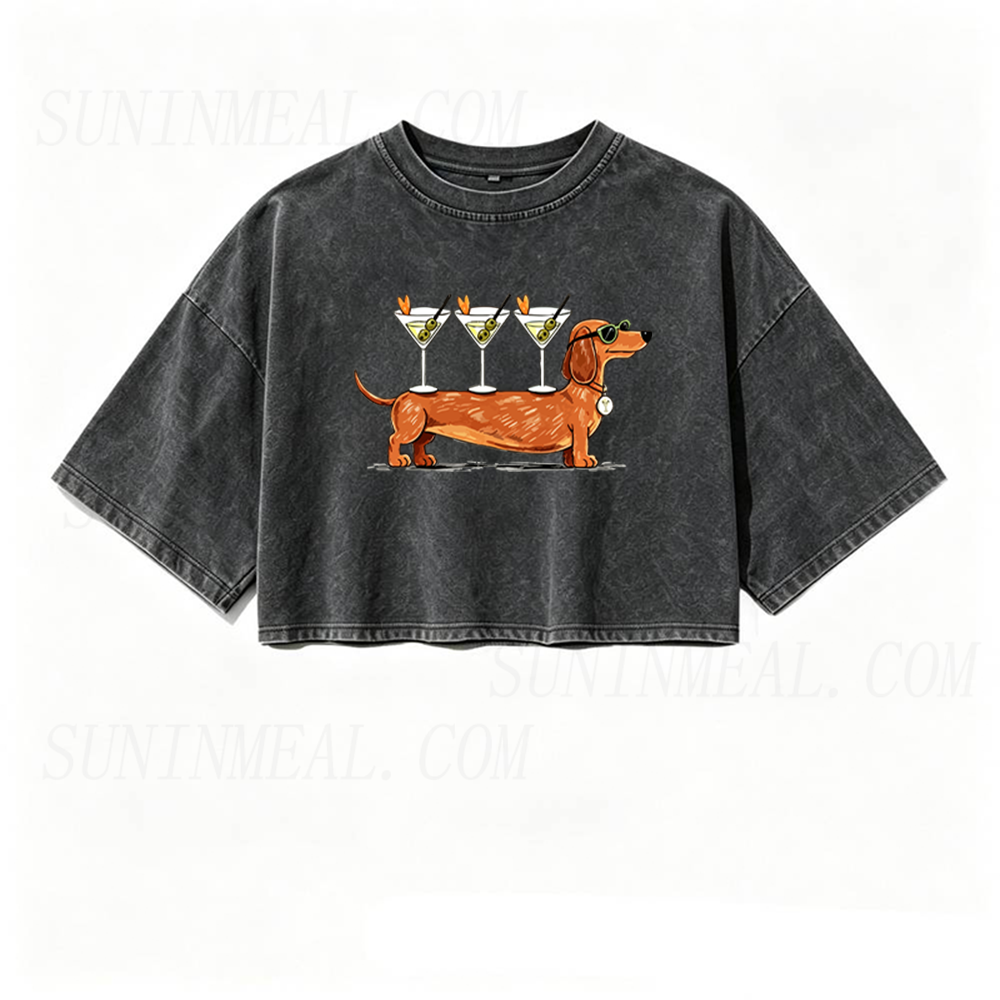 Weenies & Martinis Oversized Crop Tee