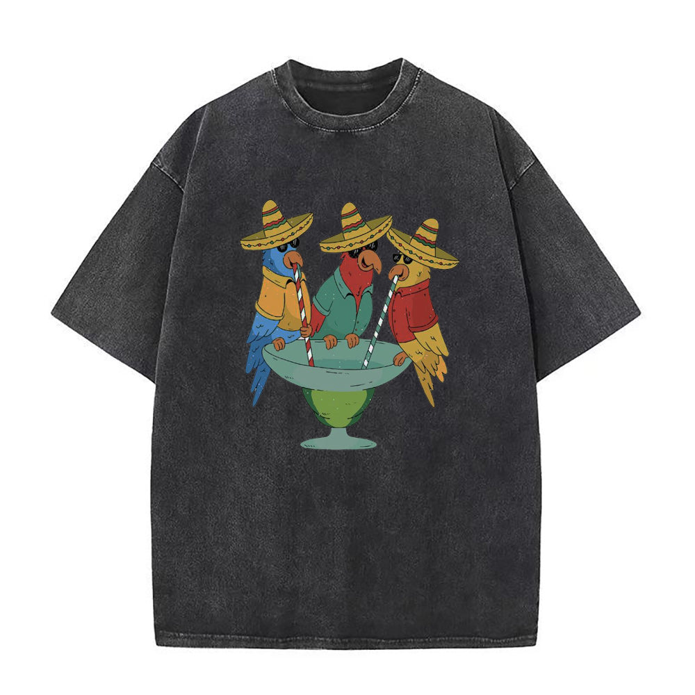 Parrots Drinking Margarita Unisex Tee