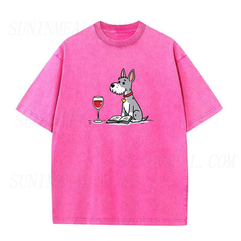 Book & Wine Schnauzer Unisex Tee